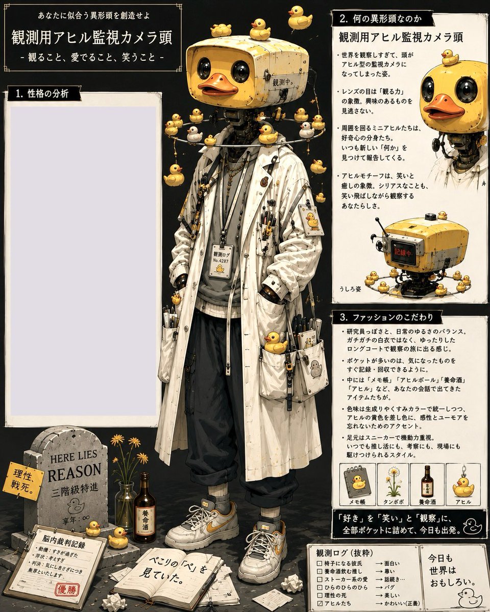Rubber Duck Camera Head Character Sheet