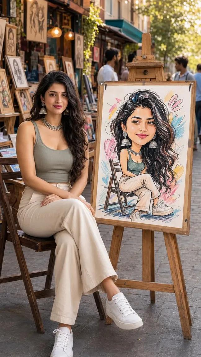 Outdoor Caricature Portrait Street Scene