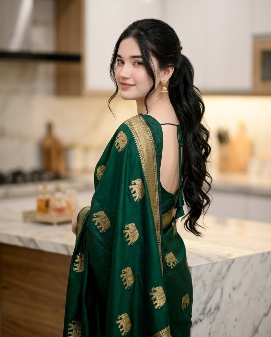 Emerald Sari Kitchen Portrait