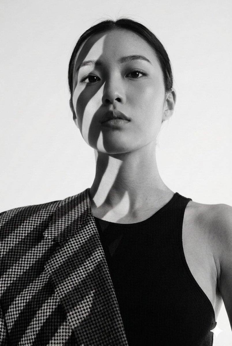 Sample output image for Minimalist Shadow Play Fashion Portrait