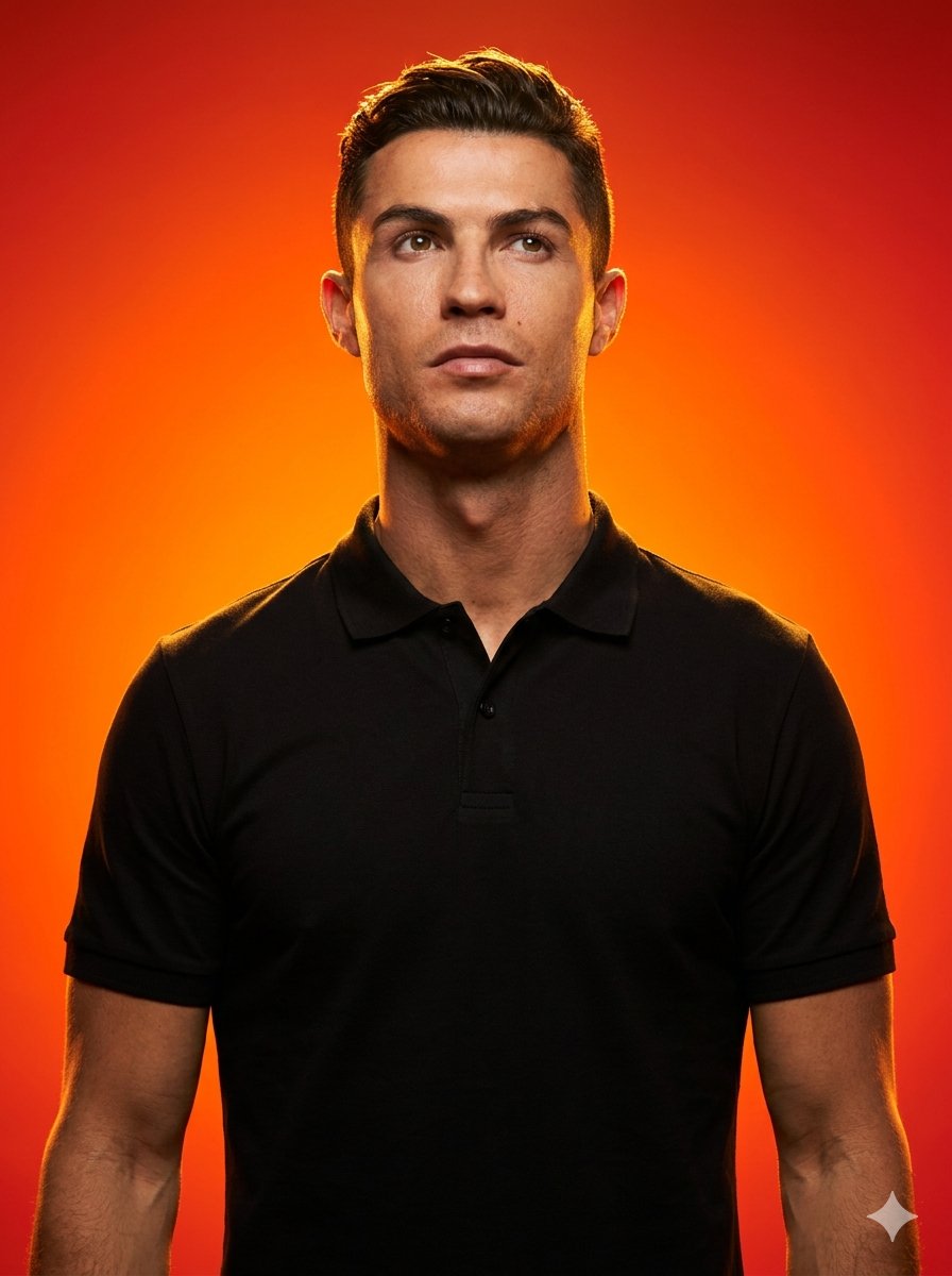 Sample output image for Studio portrait with fiery gradient background