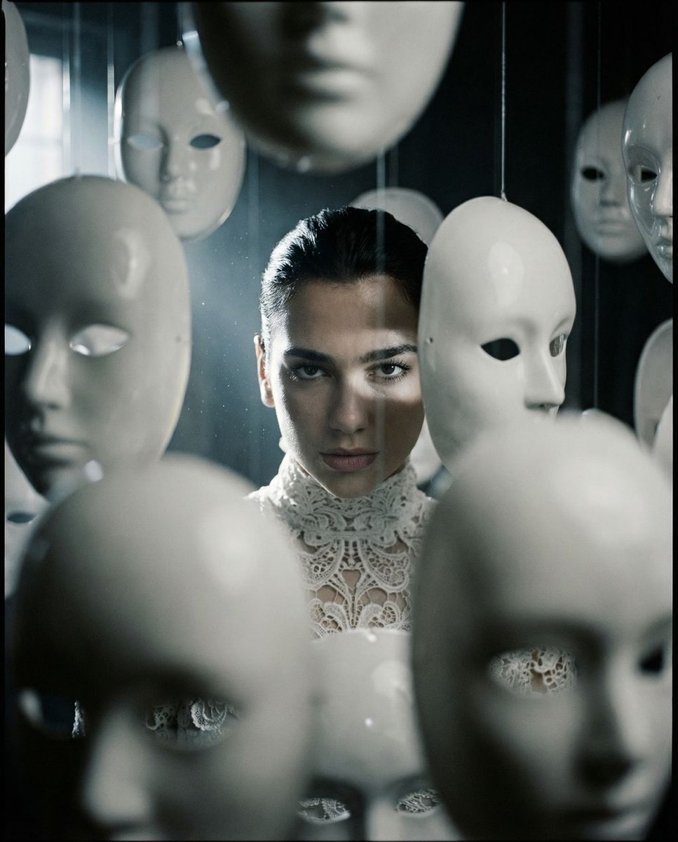Sample output image for Surreal porcelain mask portrait