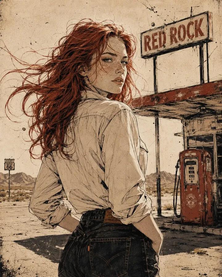 Vintage Americana Desert Illustration
