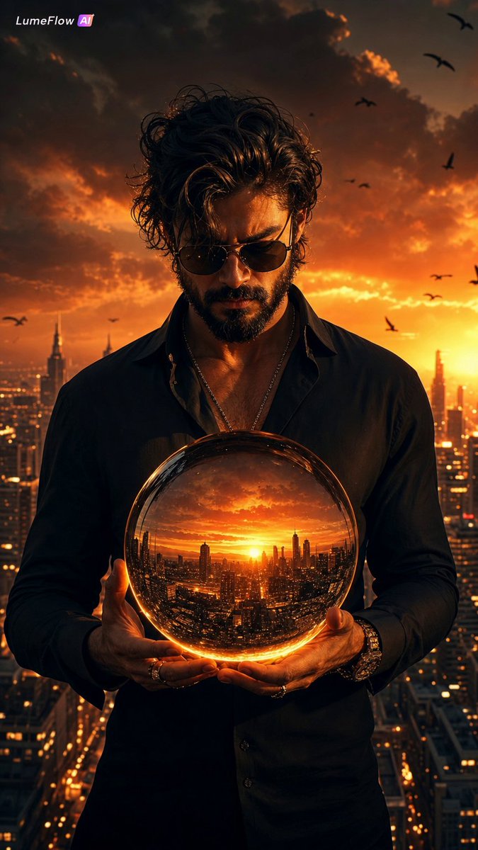 Cinematic Fantasy Portrait with Sunset Orb