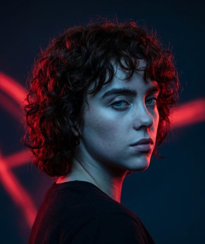 Red Rim Lighting Cinematic Portrait AI image template preview