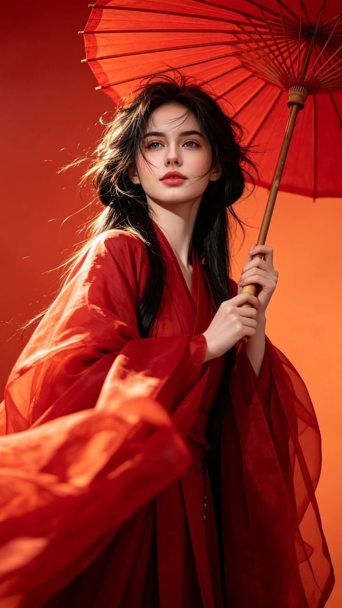 Chinese Hanfu Red Fantasy Portrait example 2