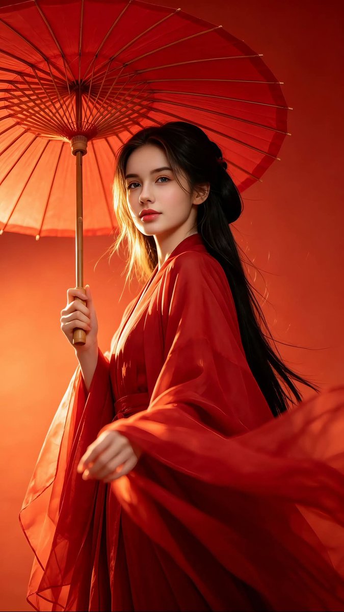 Chinese Hanfu Red Fantasy Portrait