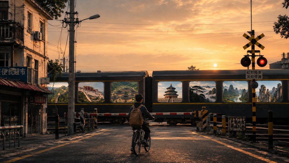 Surreal Train Window Scenery