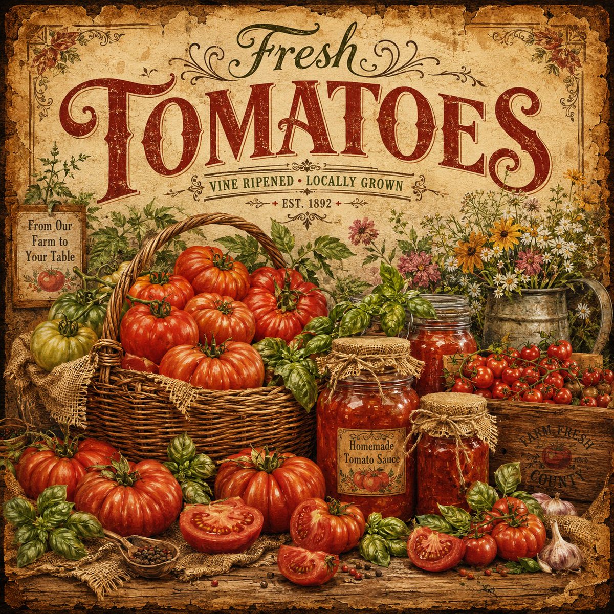 Vintage Rustic Farmers Market Poster