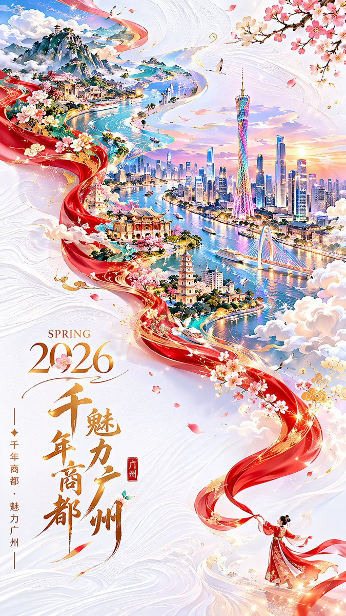 Guangzhou Spring Festival Double Exposure Poster