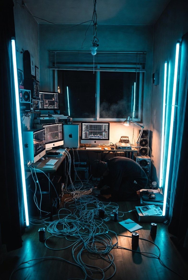 Cyberpunk AI Coding Room