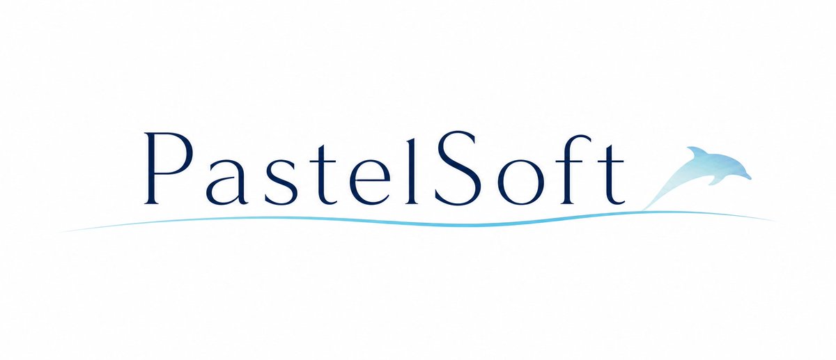 PastelSoft Dolphin Wordmark Logo