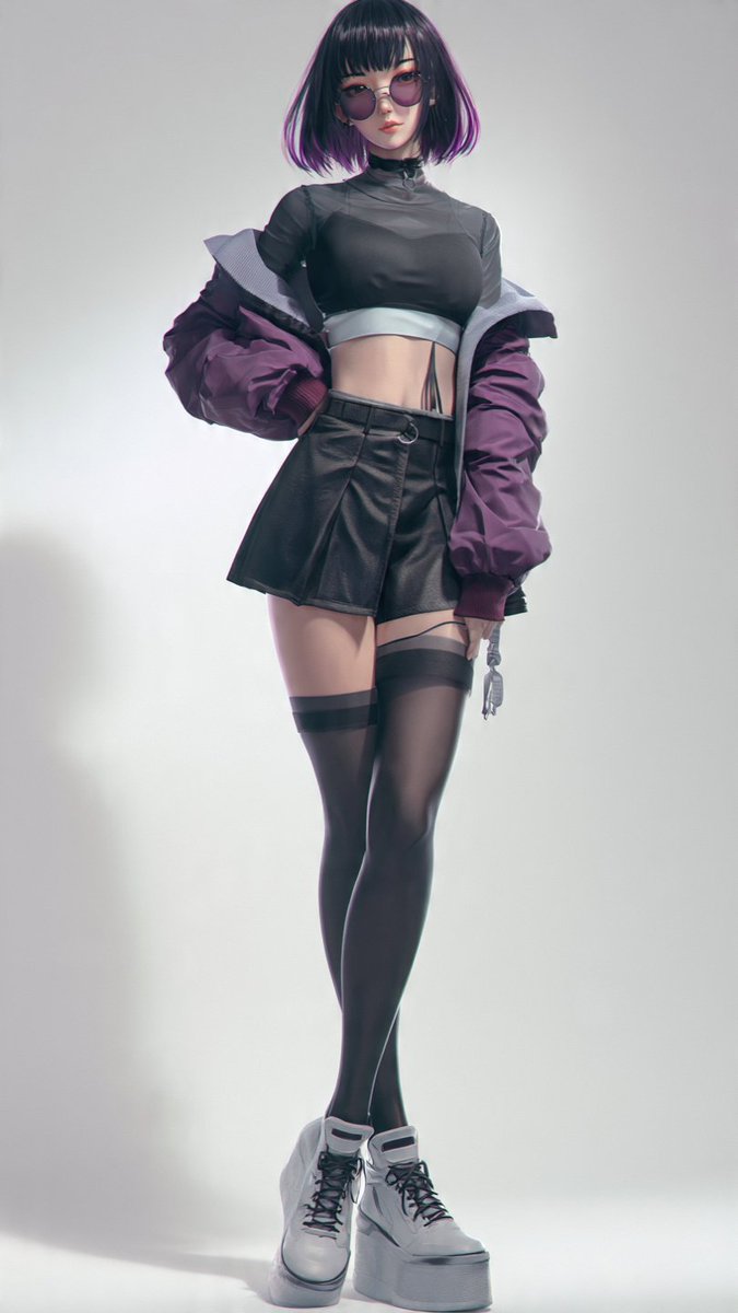 Anime Cyber Streetwear Full-Body Portrait