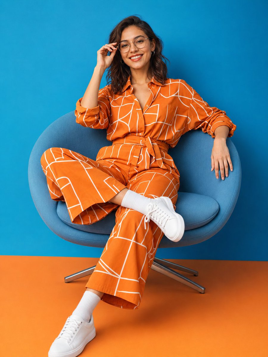 Sample output image for Patterned Orange Jumpsuit Fashion Lifestyle