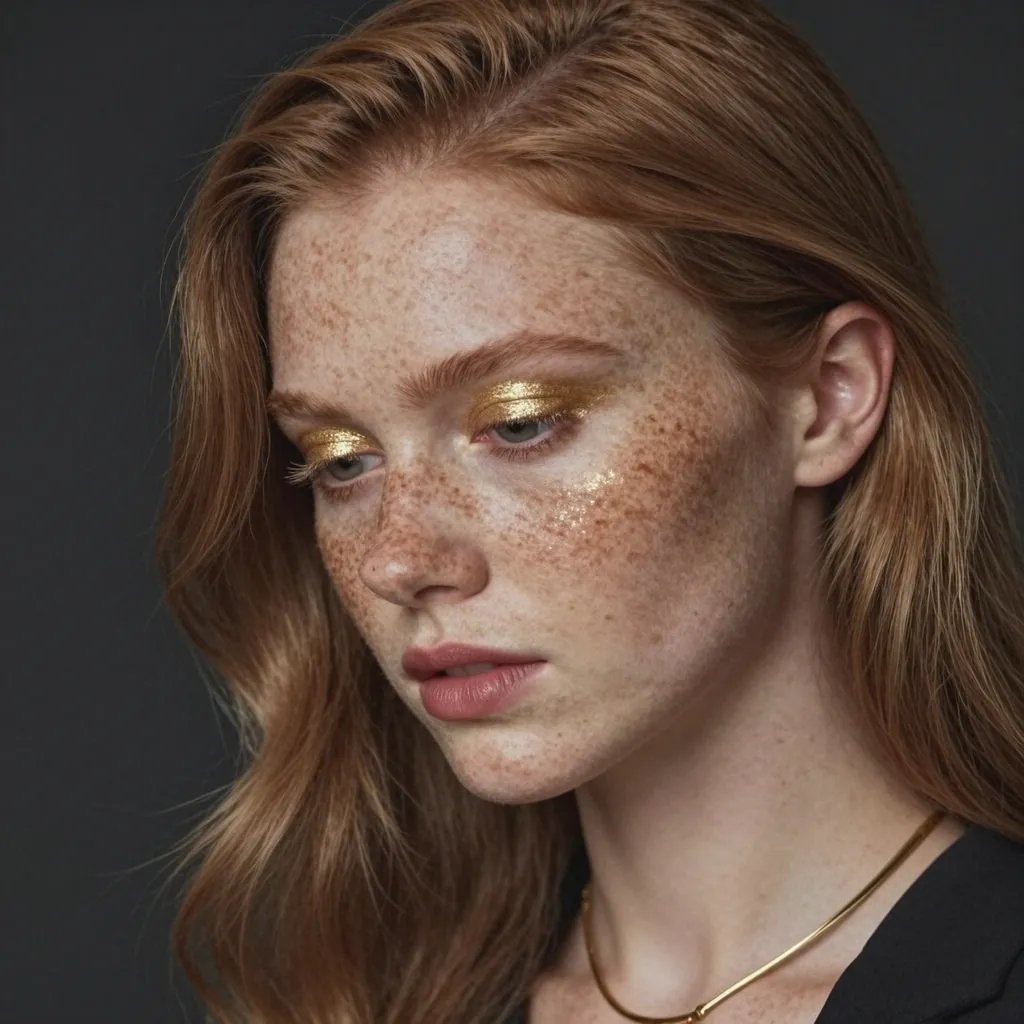 Sample output image for Freckled Model Gold Makeup Portrait