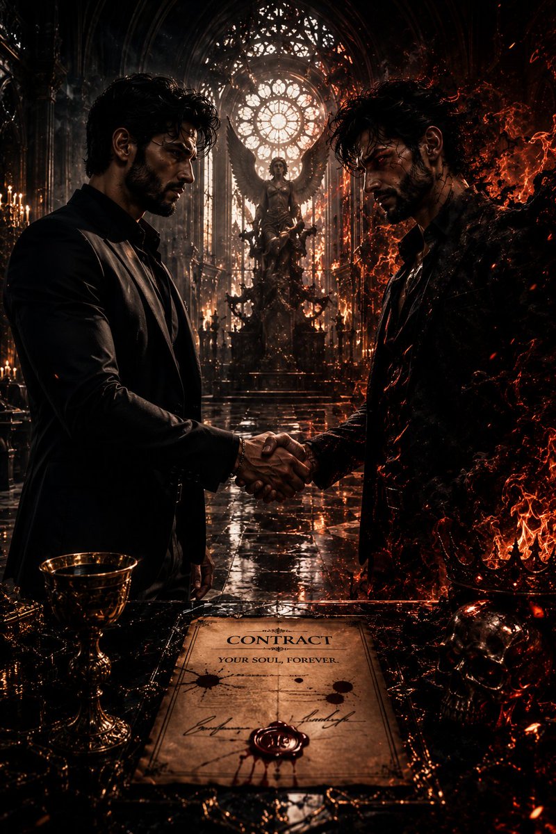 Dark Fantasy Cathedral Handshake Art