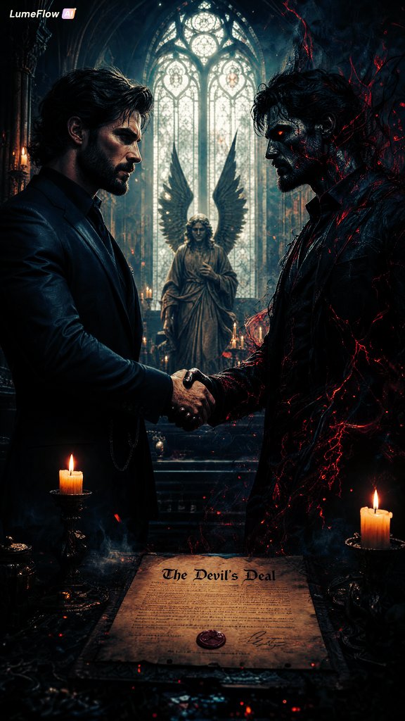 Dark Fantasy Cathedral Handshake Art example 2