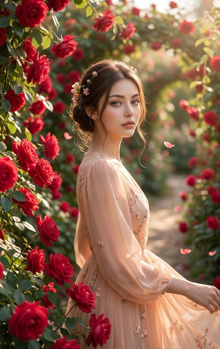 Sample output image for Korean Girl in Red Rose Garden