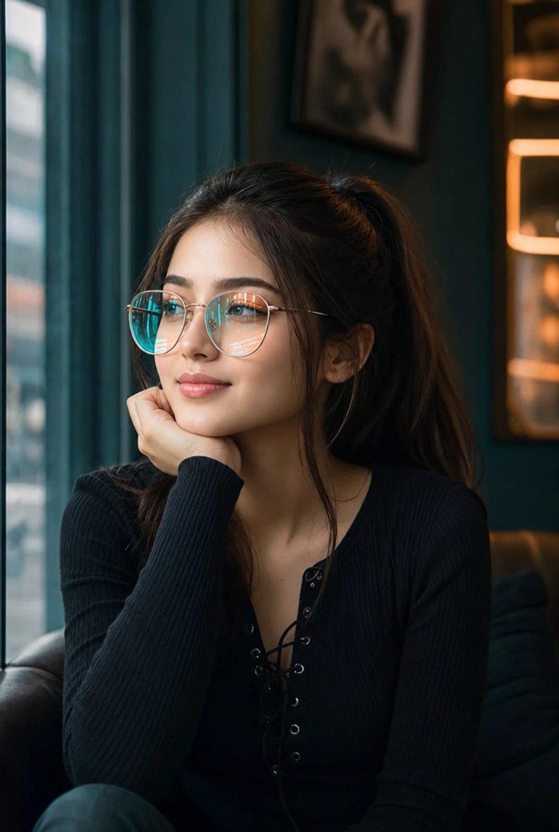 Sample output image for Neon Reflections Café Portrait