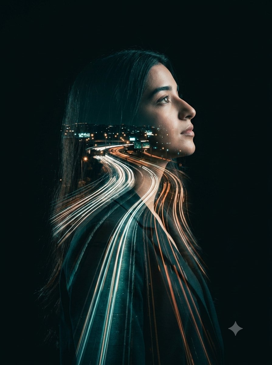 Sample output image for Double-Exposure Highway Portrait