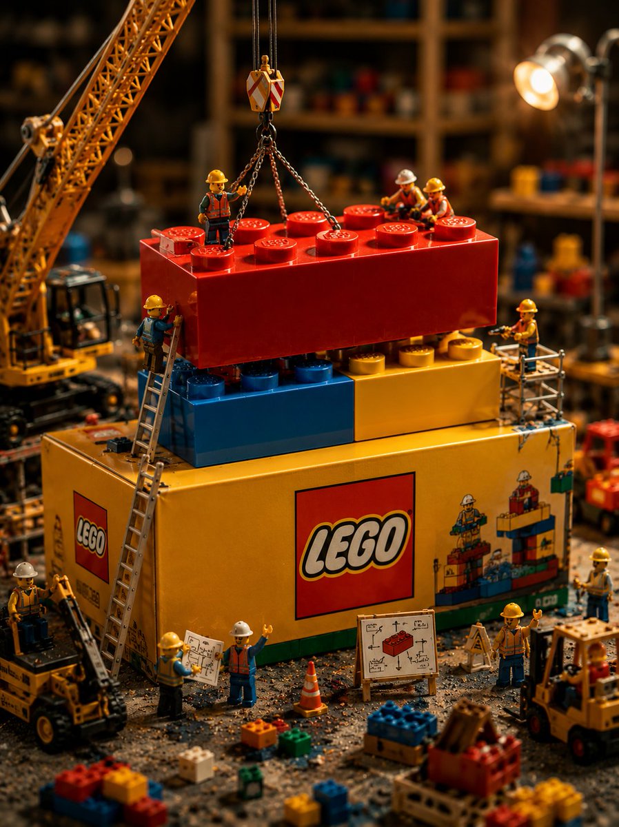 Miniature LEGO Construction Scene