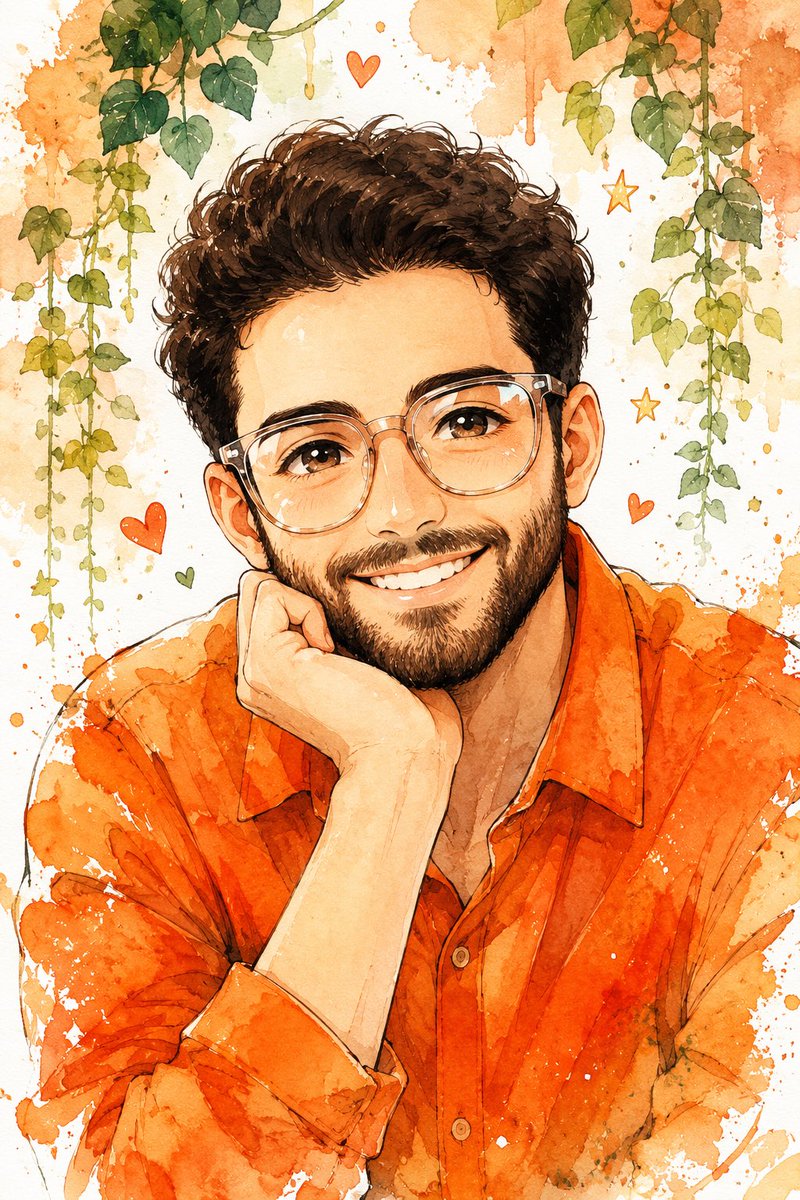 Vibrant Watercolor Anime Portrait