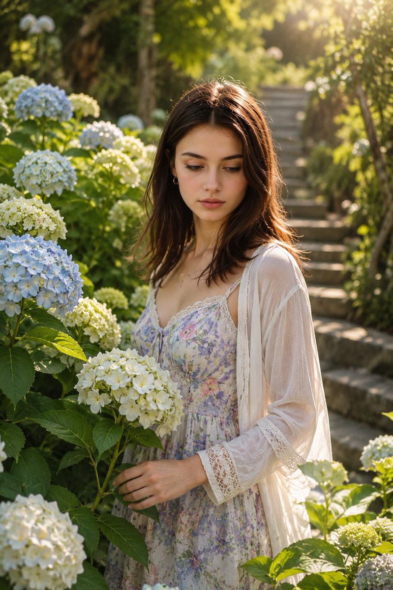 Ultra-Realistic Cinematic Hydrangea Portrait