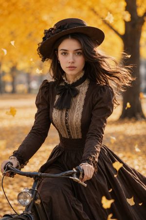 Victorian Woman Riding Vintage Bicycle AI image template preview