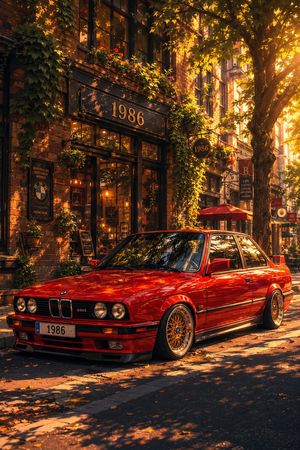 Classic BMW E30 Urban Illustration AI image template preview