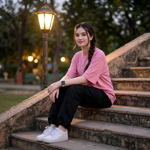 Twilight Park Stair Portrait AI image template preview