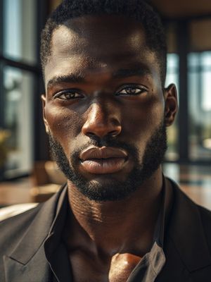 Censored Luxury Portrait — Create an ultra-realistic close-up semi-portrait of {argument name="character description" default="an exceptionally handsome Black m