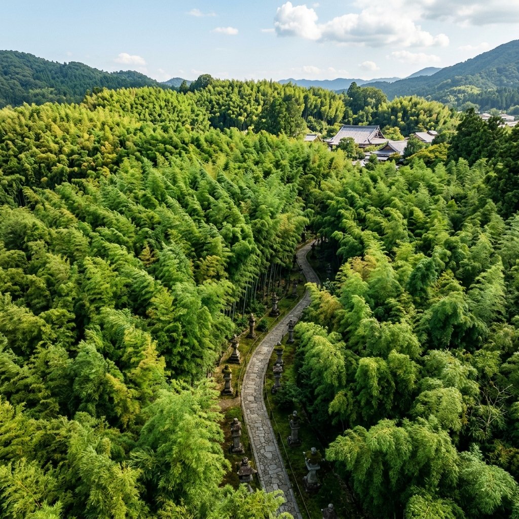 Sample output image for Realistic Aerial Bamboo Grove Landscape