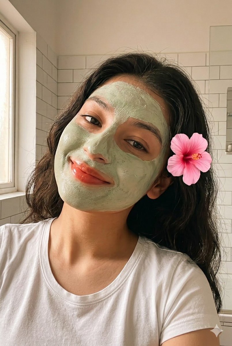Sample output image for Clay Face Mask Bathroom Selfie
