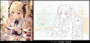 Blonde Twin Tails Girl Drinking Tea AI image template preview