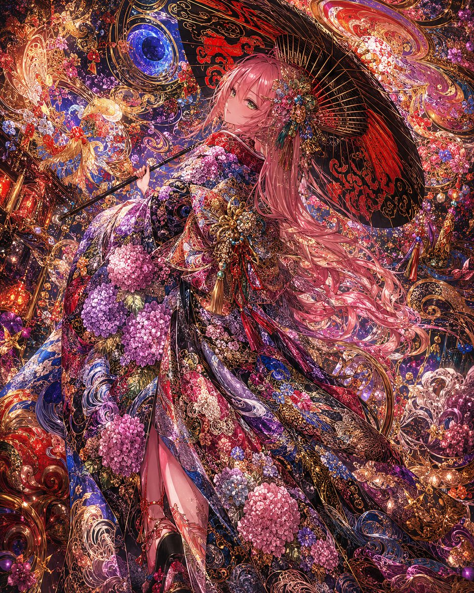 Ornate Kimono Anime Woman