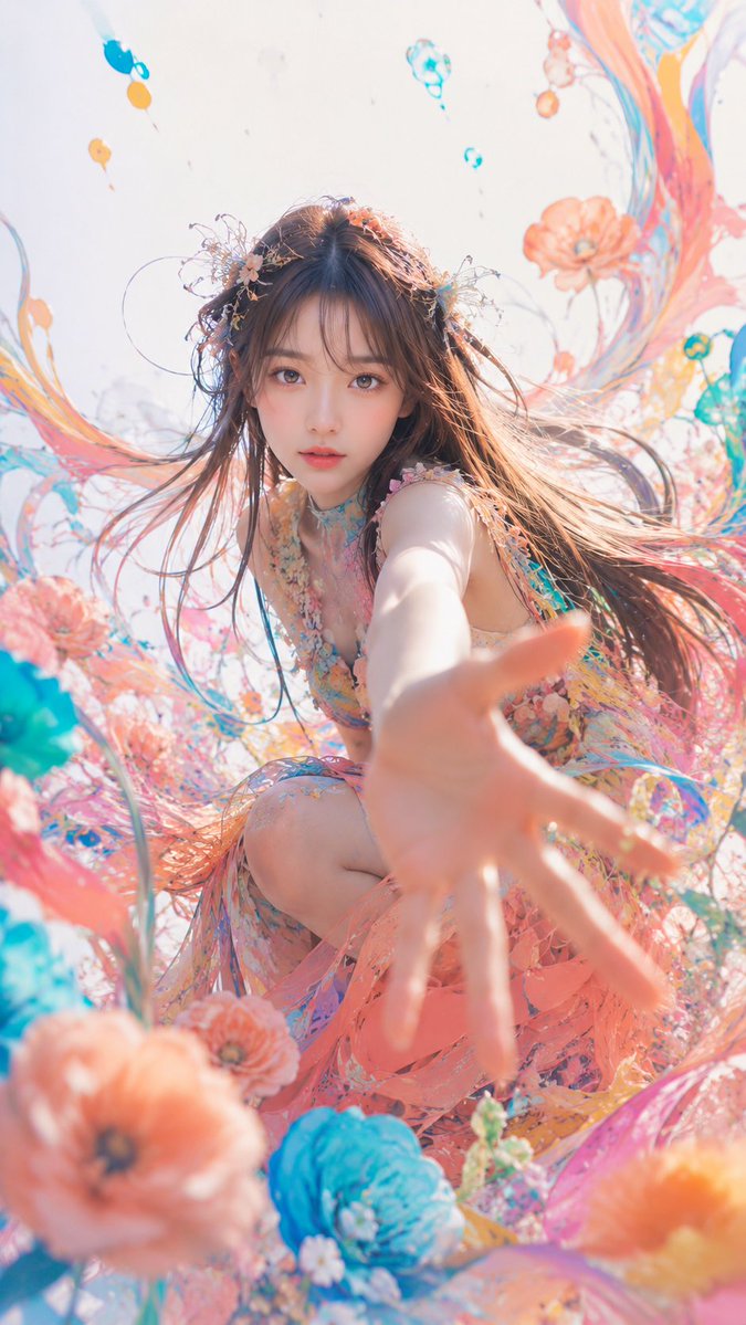 Surreal Pastel Floral Fashion Portrait