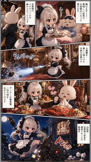 Maid and Rabbit Mansion Manga AI image template preview