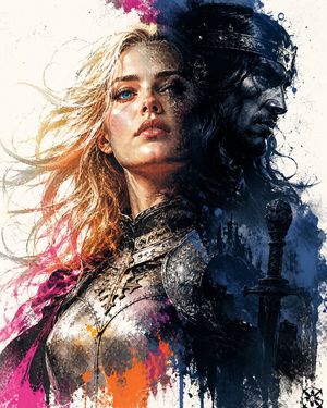 Light and Shadow Knight Portrait AI image template preview