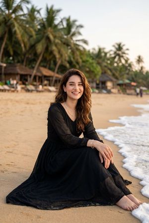 Golden Hour Beach Portrait AI image template preview