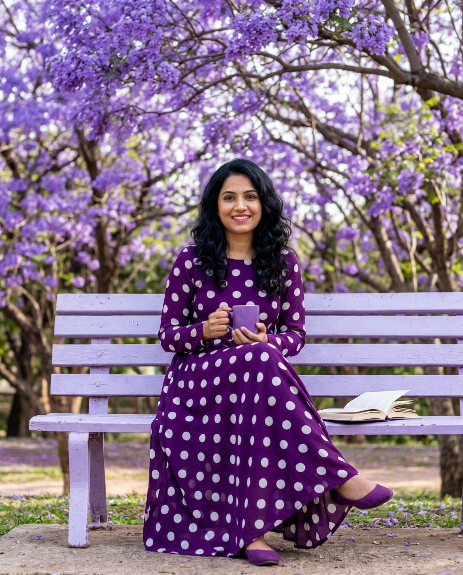 Sample output image for Jacaranda Garden Portrait with Reference