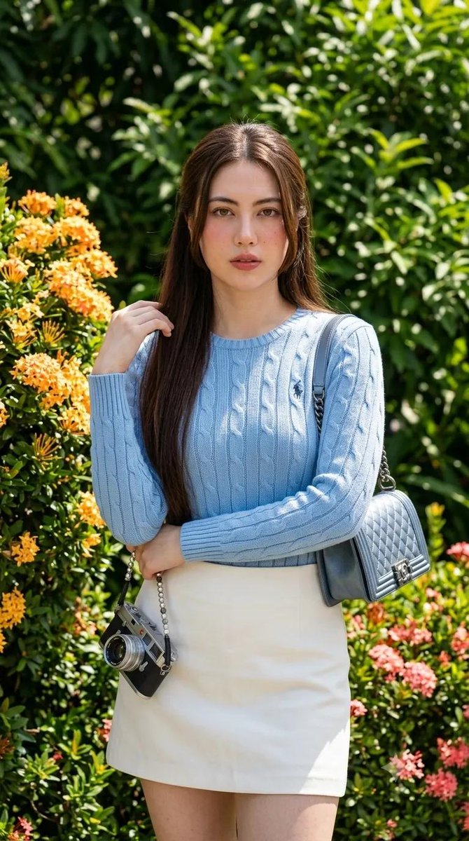 Woman in a vibrant garden portrait