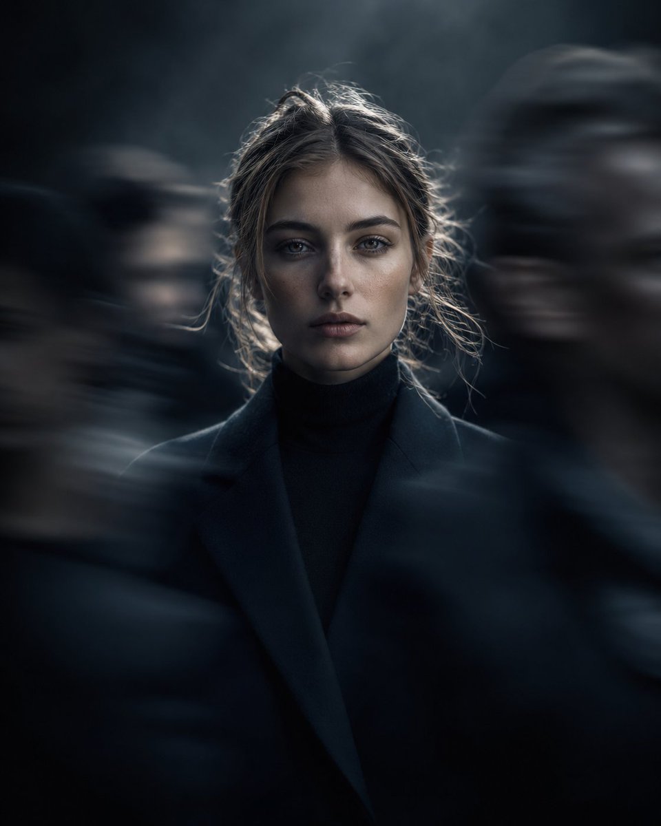 Editorial Portrait in Moving Crowd