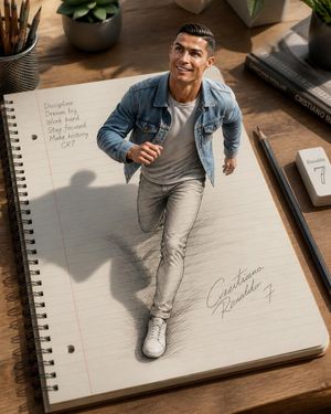 3D Notebook Illusion Sketch AI image template preview