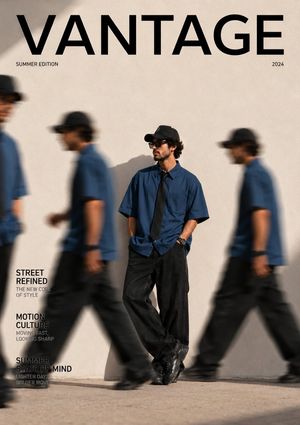 Minimalist Streetwear Fashion Magazine Cover AI image template preview