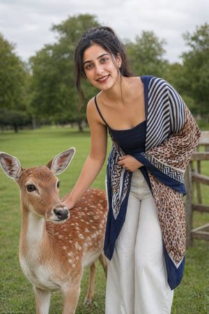 Realistic Portrait of Woman and Deer AI image template preview