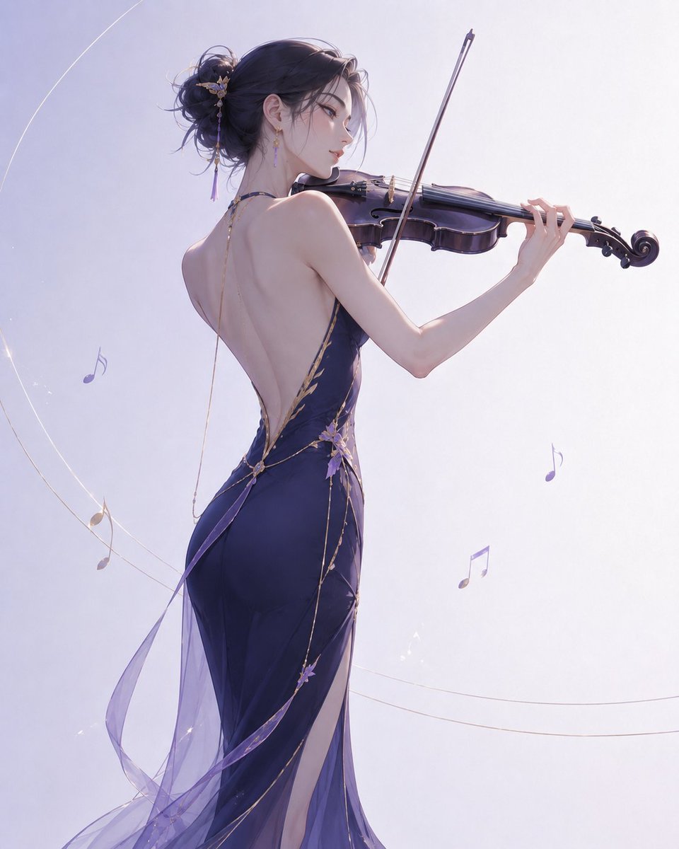 Elegant Violinist Minimalist Illustration