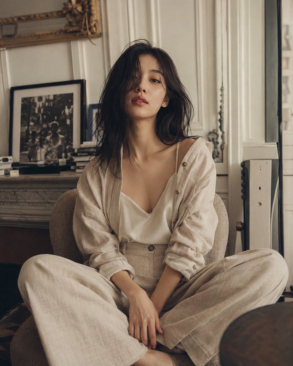 Parisian Linen Editorial Portrait