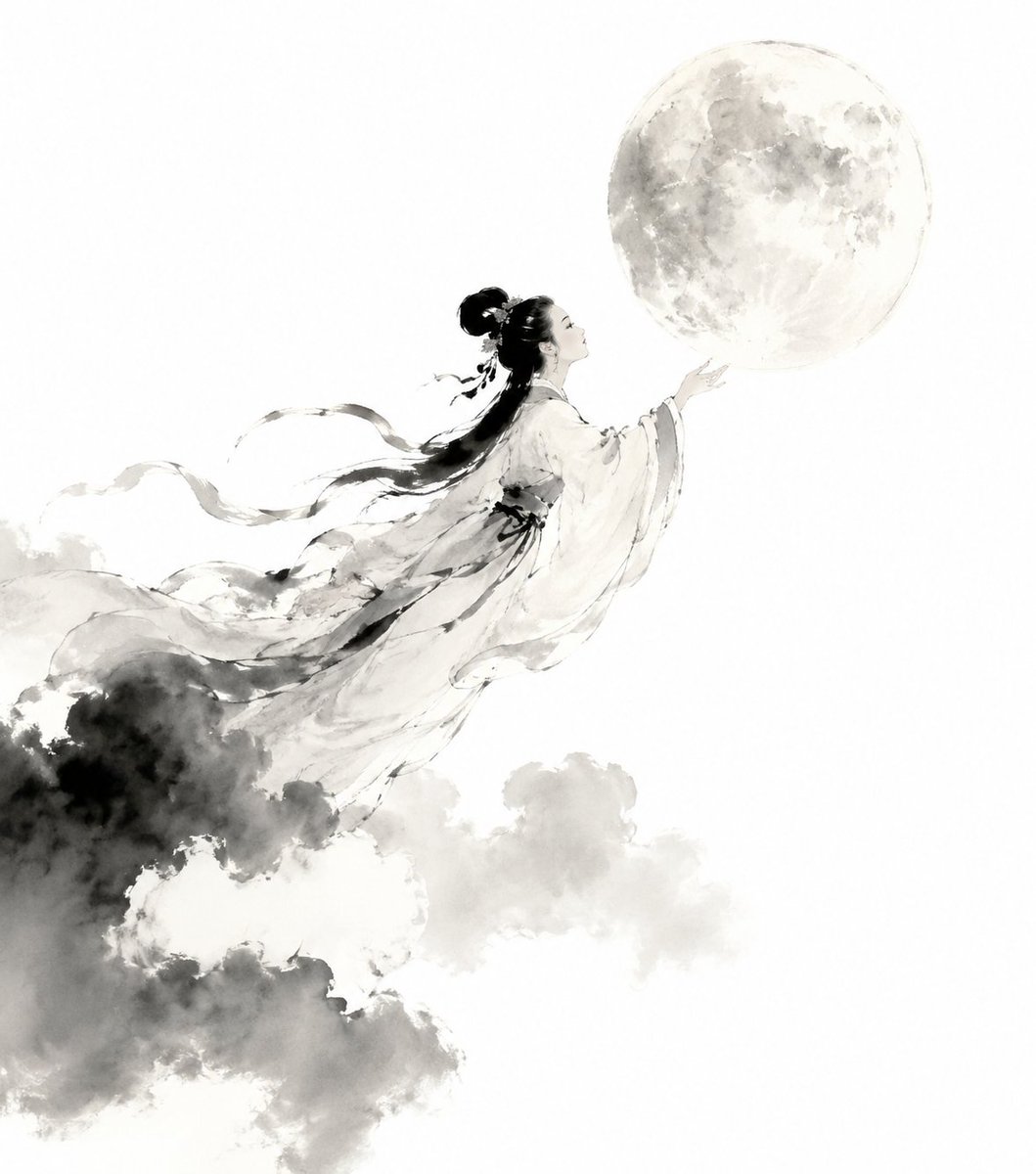 Traditional Chinese Ink Wash Chang'e