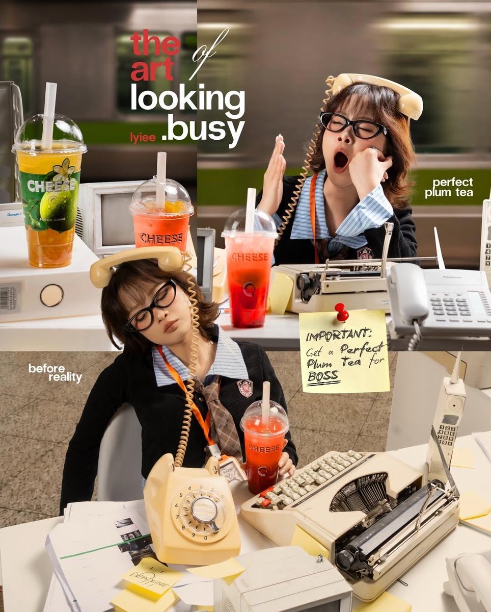 Retro Office Split-Screen Collage
