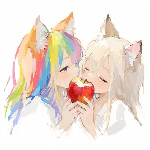Rainbow-Haired Cat Girl Art AI image template preview